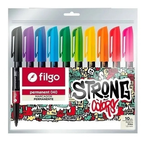 Plumones Marcadores Filgo Strong 10 Colores