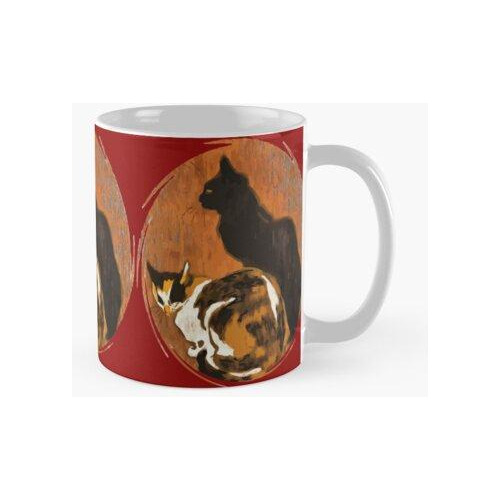 Taza Calico Cat Y Black Cat Grungy Art Calidad Premium