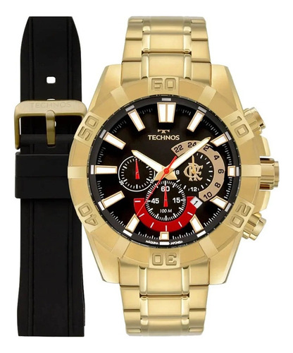 Relógio Technos Cronógrafo Flamengo Troca Pulseira Dourado