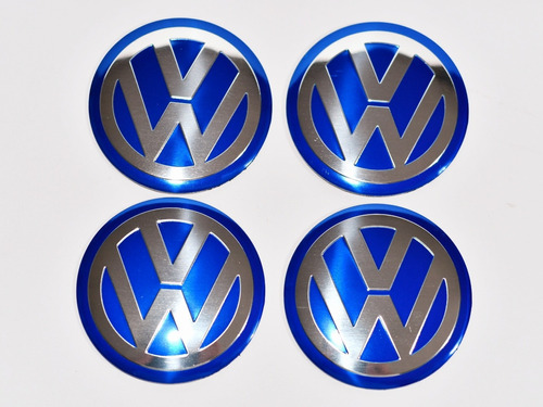 Pack 4  Tapas De Llanta Volkswagen Azul 56mm Centro De Rueda