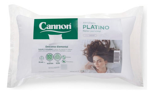 Almohada Cannon Fibra Platino 90 X 40 Color Blanco