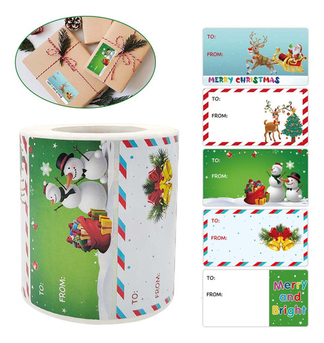 Pegatinas Autoadhesivas De Regalo Navideñas M Santa Snowm Fw