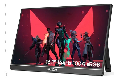 Monitor Portátil Arzopa Gamer 16.1 Polegadas Ultrafino 144 Hz 1920x1080p Hdr Full Hd 100% Rgb Cor Preto