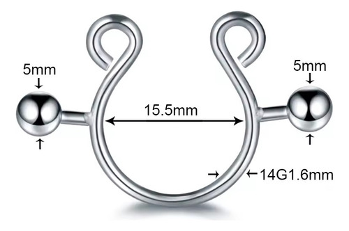 Piercings Pezon Sin Perforación Aretes Falsos Para Pezon 2pz Plateado
