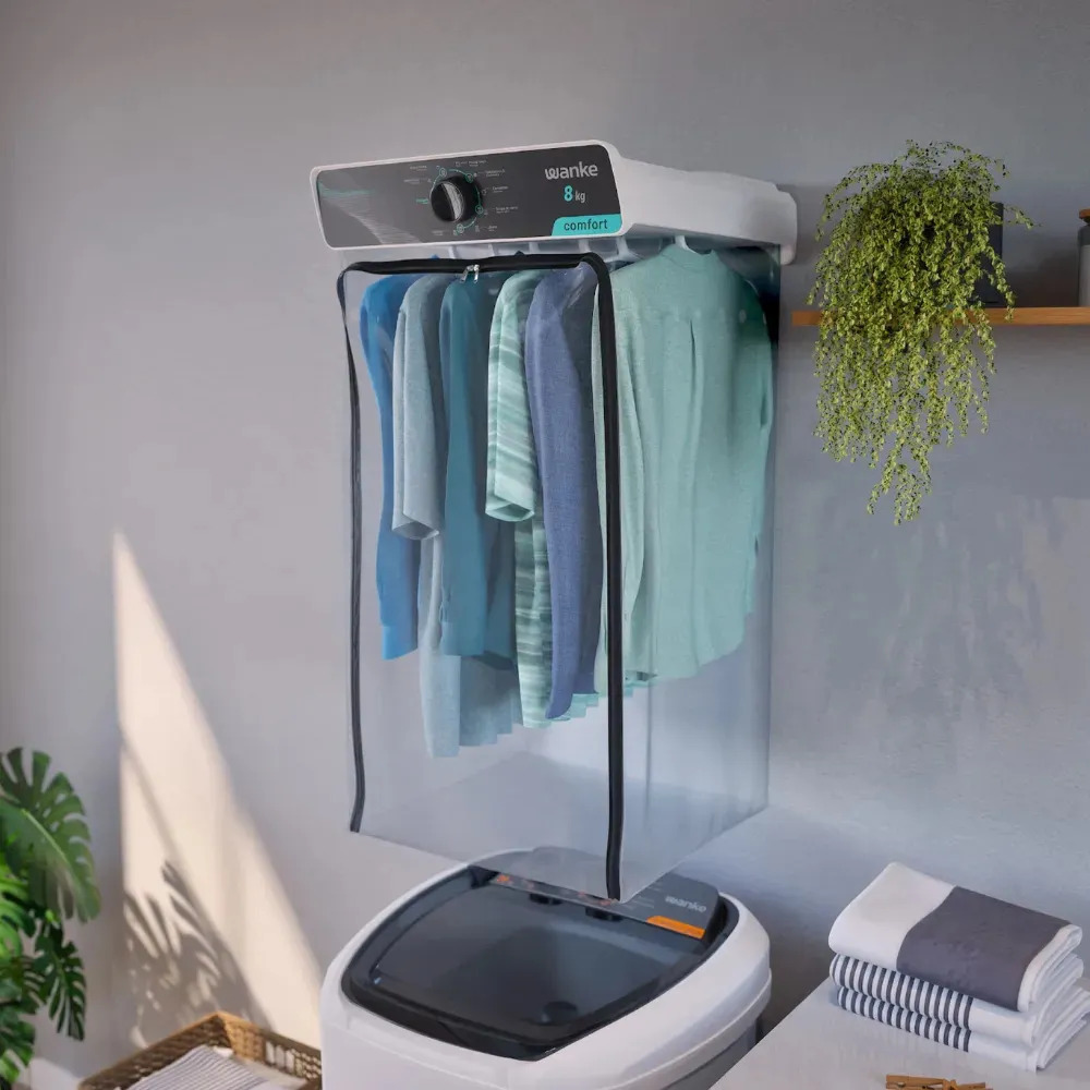 Secadora De Roupas De Parede Wanke Confort 8kg Com 8 Programas E Timer 120 Min Branco - Promo Wave