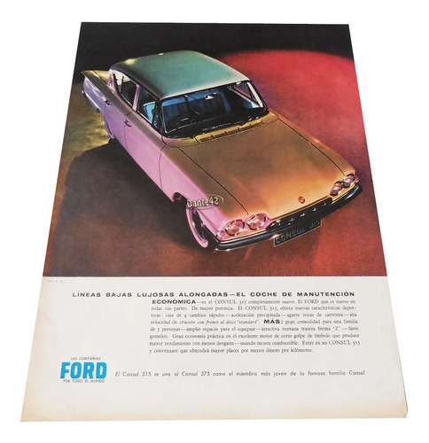 Dante42 Publicidad Antigua Retro Auto Ford Consul 1961