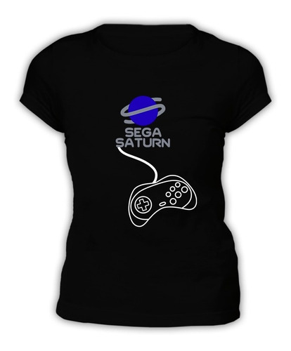 Polera Negra Mujer - Sega Saturn + Control Sega Saturn