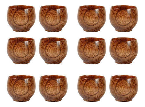 12x Natural Wood Handcrafted Mini Wooden Cup