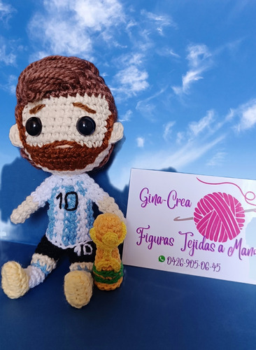 Messi Amigurumi Figura Tejida Crochet Copa Mundial Fútbol 