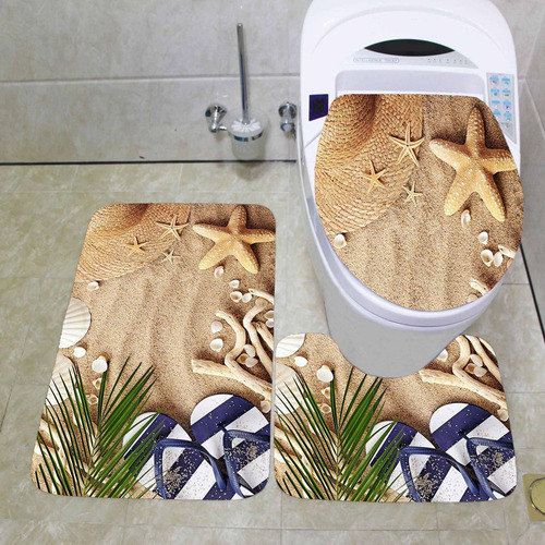 Alfombra De Baño Con Estrellas De Mar Juego De 3