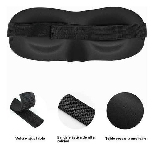 Antifaz Para Dormir 3d Negro Ajustable 1