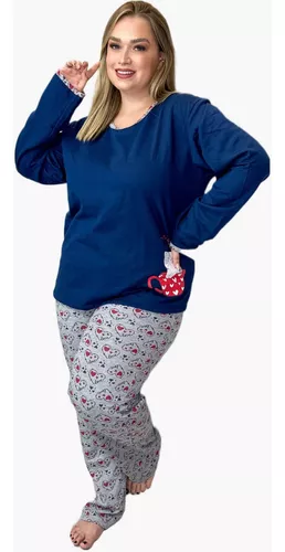 Pijamas Tamanho Especial Plus Size Gato Xícara