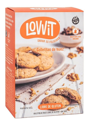 Galletitas De Nuez Libre Gluten Sin Tacc Lovvit Caja 180gr