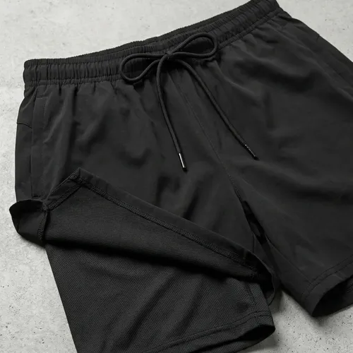 Shorts Masculino Fitnez 2 Em 1 Duplo Poliamida Bolso Corrida