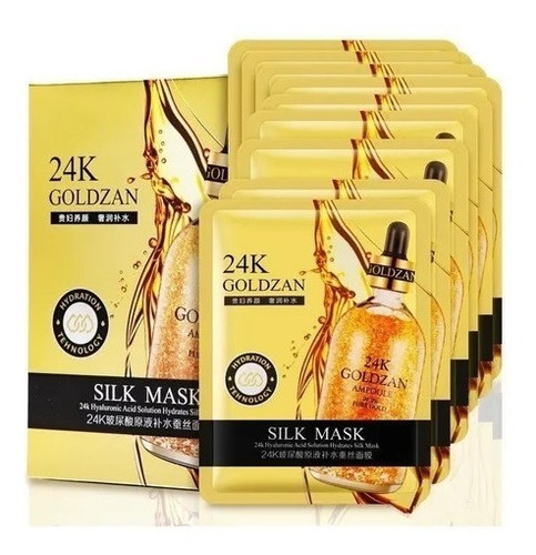 Pack 10 Mascarillas Faciales Hidratante Seda Goldzan Oro 24k