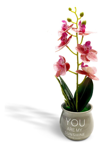 Orquídea Artificial Jaspeada Morada Maceta Cerámica Deco