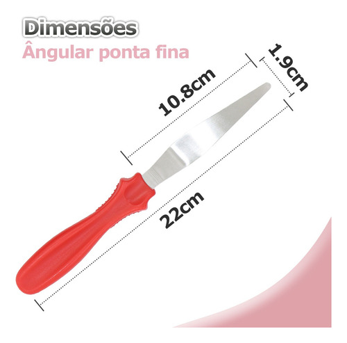 Kit 3 Espátulas Angular Ponta Fina E Reta Confeitaria Bolo