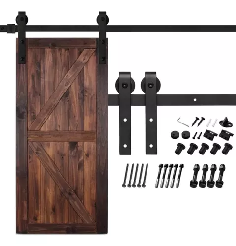 Puerta de granero con riel y manilla 90x210 cm