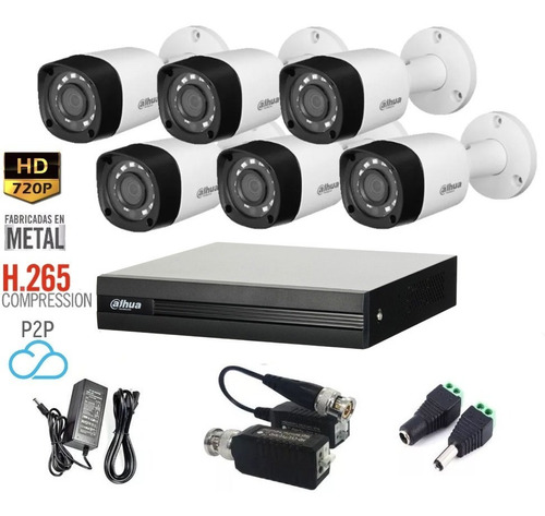 Kit 6 Camaras Metal Hd 720p Dvr 8ch Dahua Balluns