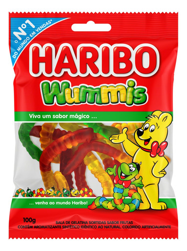 Bala Haribo Wummis frutas sem glúten 100 g 