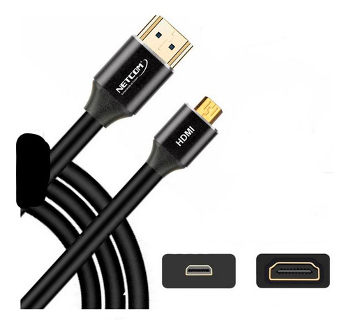 Cable Micro Hdmi A Hdmi Netcom 4k 1.80m