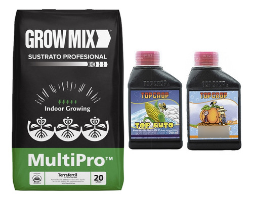 Sustrato Growmix Multipro 20lts Con Top Crop Auto Bud 250ml