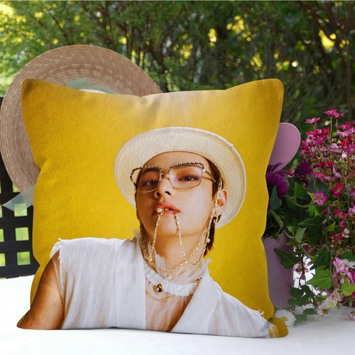 Almohada Bts Estilos Suave Terciopelo Cojin Relleno Color V