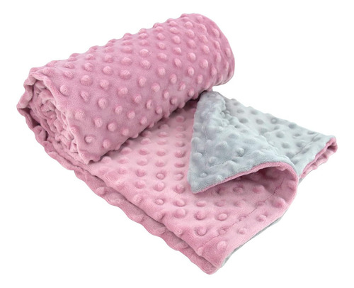 Manta De Bebé Minky Dot Para Niñas Rosa Gris Cama Lanza Dobl