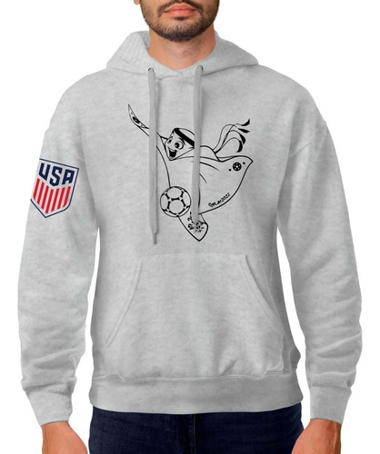 Imagen 1 de 6 de Buzo Gris Usa Mascota Mundial Qatar 2022 Adultos Y Niños