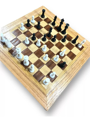 Juego De Mesa Ajedrez Y Damas Tablero Madera Artesanal Grand