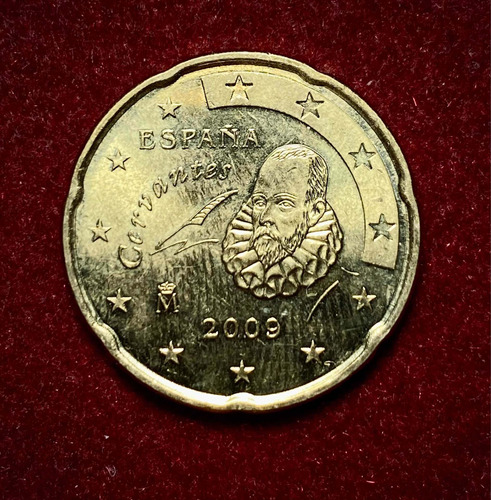 Moneda 20 Céntimos España 2009 Km 1071 Oro Nórdico Cervantes