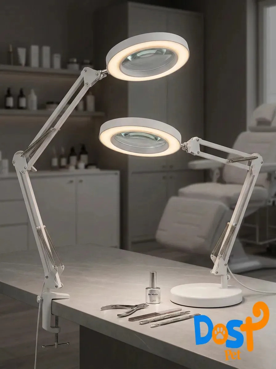 Luminária Lupa Articulada Dost Pet de Mesa e Bancada, LED Bivolt com USB