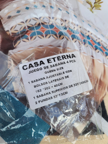 Juego De Sábanas+cortina 1800 Hilos 2 Plazas Casa Eterna