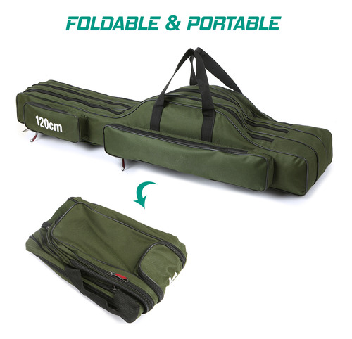 Bolsa Para Aparejos De Pesca De 3 Capas, Caña Portátil, Pleg