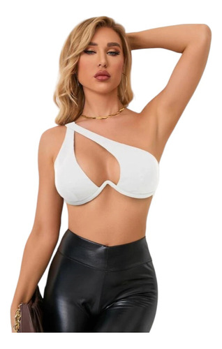 Crop Top Blanco Para Damas Shein