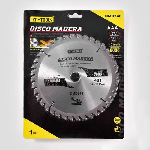 Disco Corte Madera 7 1/4 180 Mm 40 Dientes