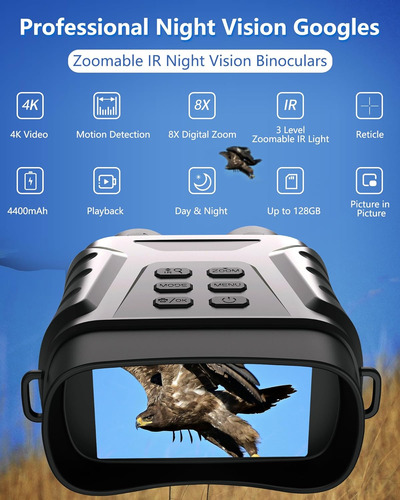 Gafas De Visión Nocturna 4k Con Zoom Digital 8x Y Luz Ir