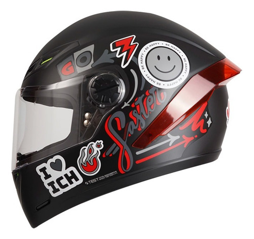 Casco Integral Ich 501sp Yourock Ngromate Rojo Visor Tr