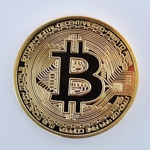 Moneda Bitcoin Dorada Con Funda Protectora Transparente