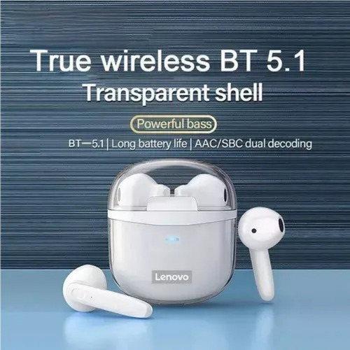 Auriculares estéreo inalámbricos Bluetooth 5.1 Lenovo Xt96 de color blanco