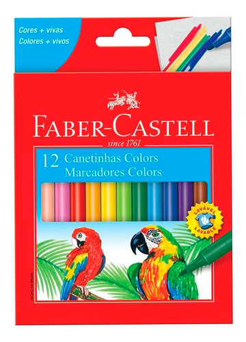 Canetinha Hidrográfica 12 Cores Faber Castell