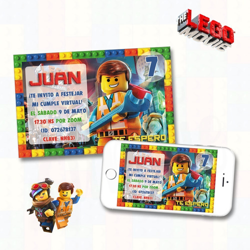 Invitación Digital Lego Personalizada Virtual Lego Movie