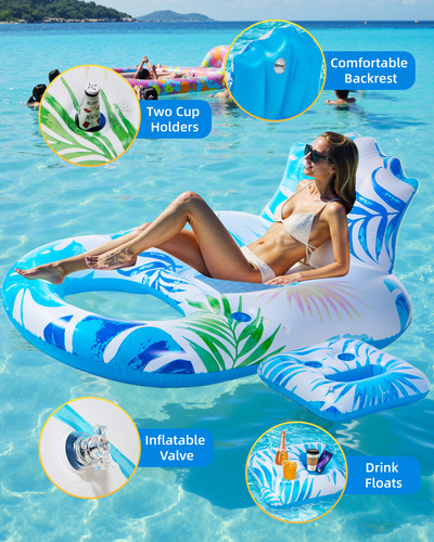 Lictin Tumbona De Piscina Con Dosel Upf50+,con Luz Led, Tumbona Inflable, Flotador Grande Para Broncearse Para Adultos Y Niños, Juguetes De Natación Con Portavasos,respaldo Y Reposapiés