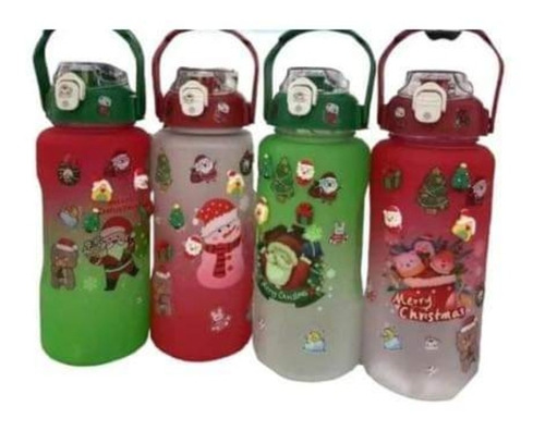 2 Botellas De Agua Motivacional 2l Mas 900ml Diseño Navidad