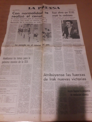 Tapa Diario La Prensa 23 10 1980 Perez Esquivel Censo Nacion