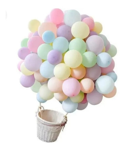 Imagen 3 de 3 de 100 Globos Látex Color Pastel 12 Pulgadas Apto Aire O Helio