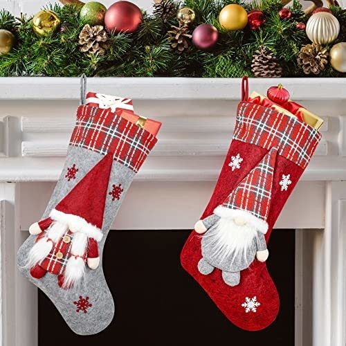 Waydeko Christmas Stockings Set Of 2 3d Gnome Pareja 64cw7