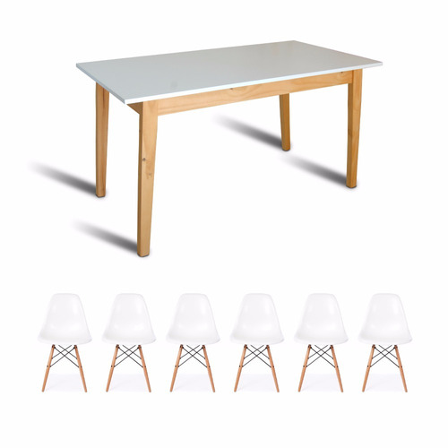 Mesa Nordica Escandinava 80x150 + 6 Sillas Eames Stockhoy