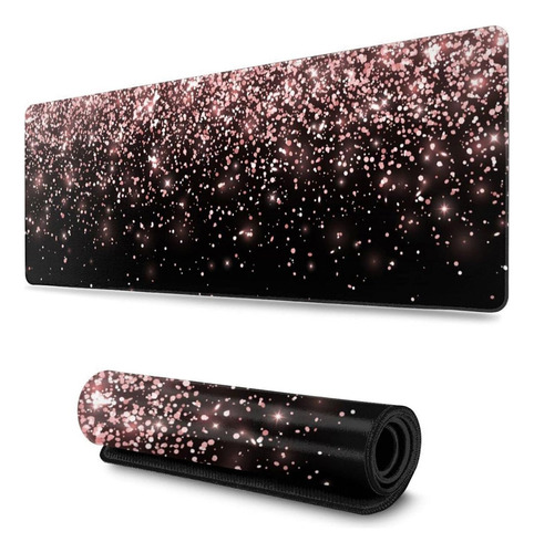 Glitter De Oro Rosa Gaming Black Mouse Pad, Almohadillas Ext