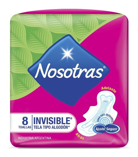 10 Nosotras Toallas Higiénicas Invisibles Algodón X8u 